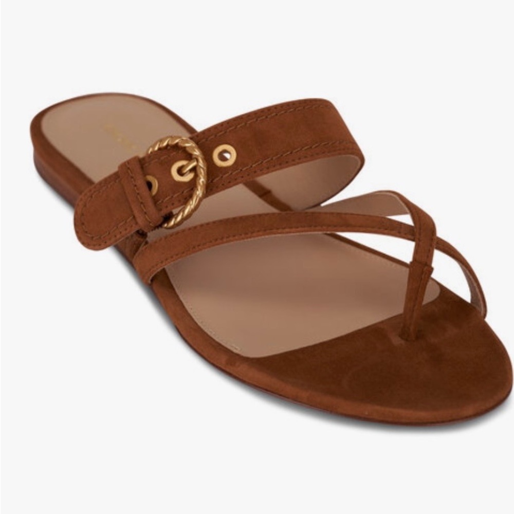 VERONICA BEARD
Salva Suede Caramel Criss-Cross Flat Sandal
